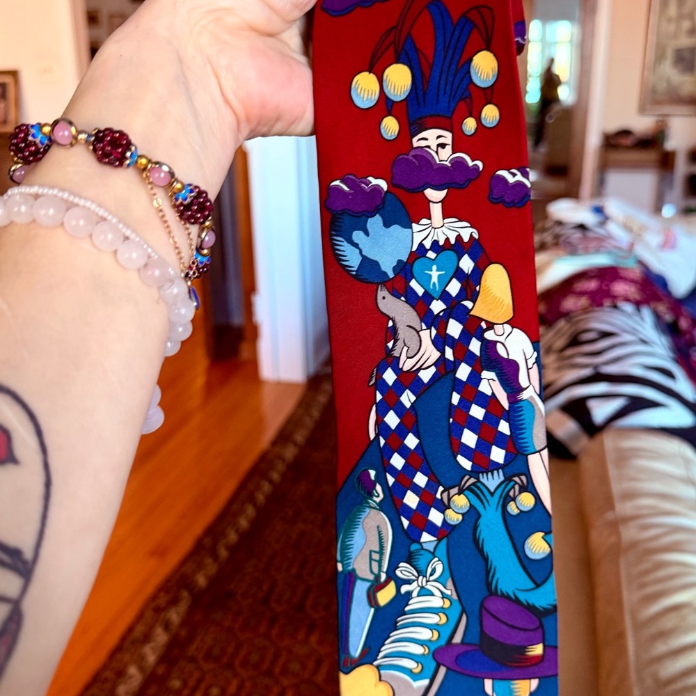 The Beatles Vibrant Fool on a Hill Red and Blue Tie